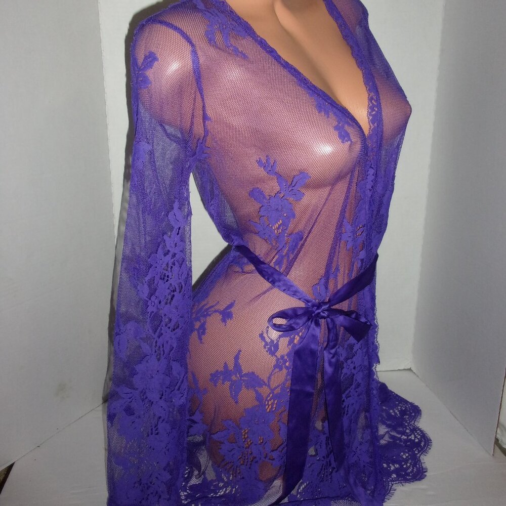 Victoria's Secret Purple Lace Robe - Picture 2 of 3